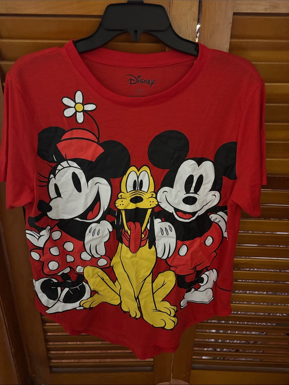Disney Red Short-Sleeve Tee with Mickey, Minnie & Pluto Graphic
